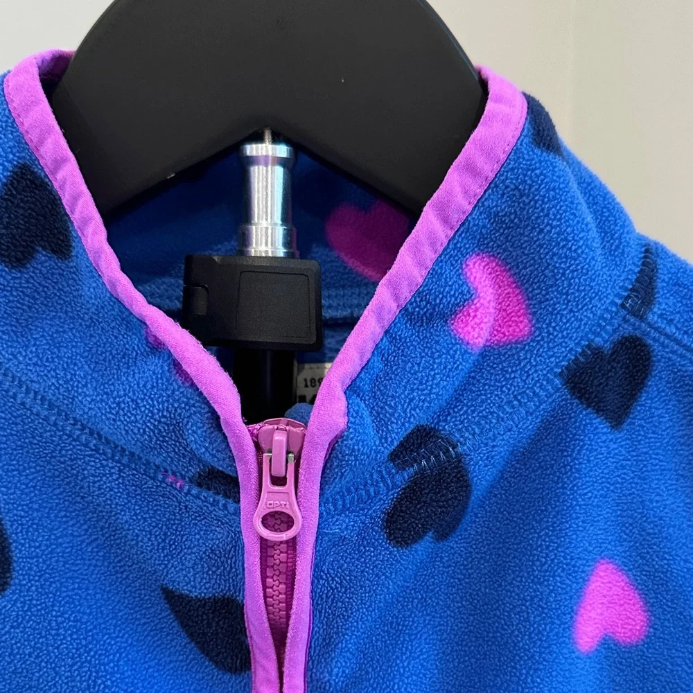 OshKosh B'gosh Girl’s Blue Fleece with Pink and Navy Blue Hearts